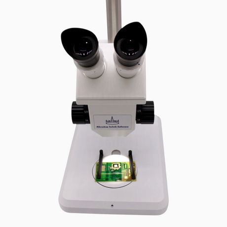 ASKANIA Mikroskoptechnik GSZ Stereo-Zoom-Mikroskop mit Binokulartubus und LED-Auflicht zur Leiterplatteninspektion
