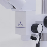 ASKANIA Mikroskoptechnik MZM Makro-Zoom-Mikroskop mit Zoom-Einstellrad und weißem Gehäuse für die Qualitätskontrolle