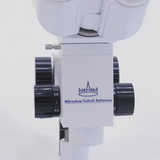 ASKANIA Mikroskoptechnik MZM Makro-Zoom-Mikroskop mit präzisen schwarzen Zoom-Einstellrädern und weißem Gehäuse