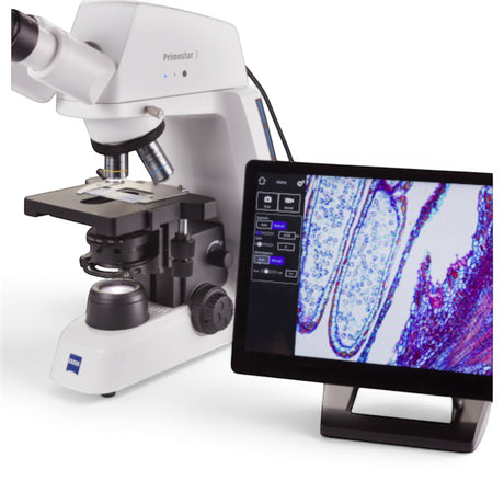 ASKANIA Mikroskoptechnik ZEISS Primostar 3 Durchlichtmikroskop mit Phasenkontrast und angeschlossenem Digitalmonitor