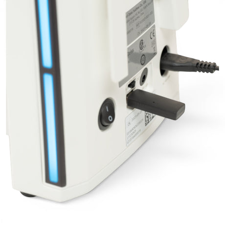 Rückseite des ASKANIA Mikroskoptechnik ZEISS Primostar 3 mit USB-Anschluss, Stromkabel und Ein-Aus-Schalter