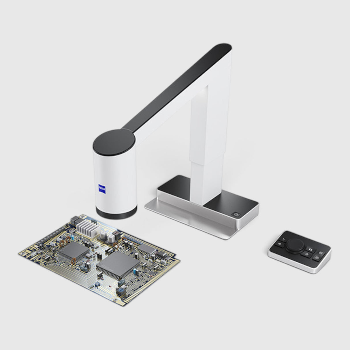 ASKANIA Mikroskoptechnik ZEISS Smartzoom 100 Digitalmikroskop mit Leiterplatte und Controller für die Inspektion