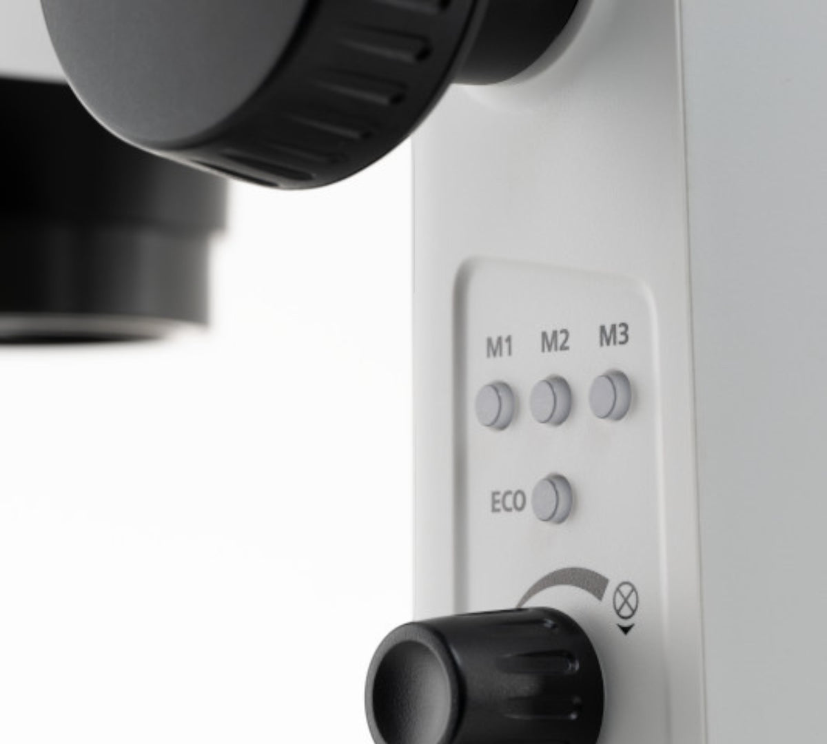 ASKANIA Mikroskoptechnik Zeiss Stemi 355 Lab Bedienelemente mit Tasten für Lichtmodi M1 bis M3 und ECO-Modus