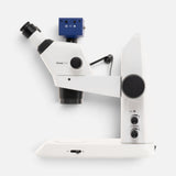 ASKANIA Mikroskoptechnik ZEISS Stemi 355 Doc Stereomikroskop mit blauer Digitalkamera auf weißem Stativ C Edu