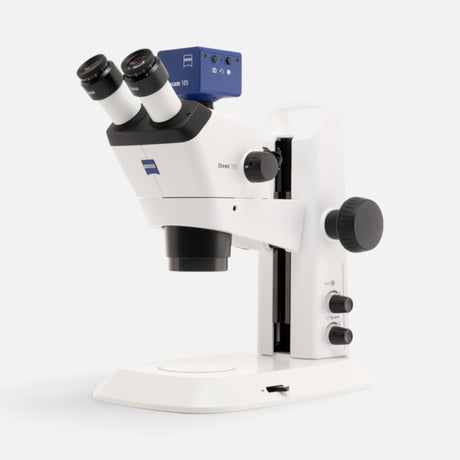 ASKANIA Mikroskoptechnik ZEISS Stemi 355 Doc Stereomikroskop mit blauer EduCam 105 Kamera auf Stativ C Edu