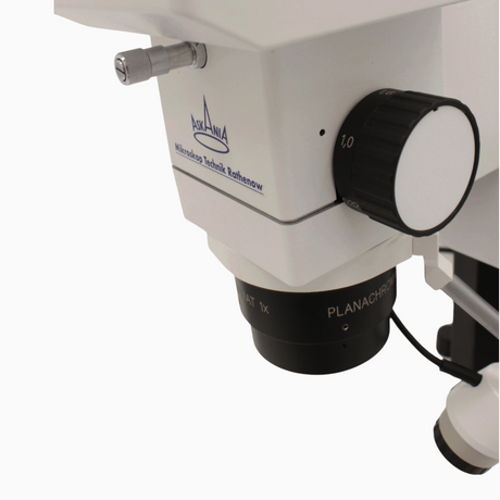 ASKANIA SMT Stereomikroskop mit Fokusknopf und Planachromat 1x Objektiv für technische Präzisionsanwendungen