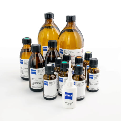 ZEISS Immersol Immersionsmittel in verschiedenen Flaschengrößen und Dosierflaschen für die Mikroskopie