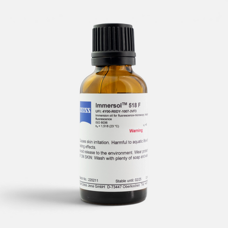ZEISS Immersol 518 F Immersionsöl in einer 20 ml Braunglasflasche für die Mikroskopie